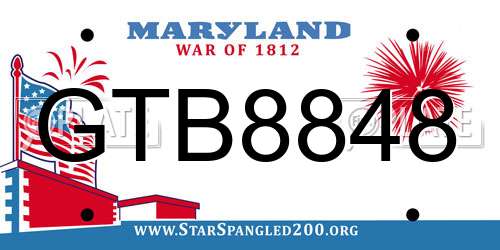 GTB8848 Maryland License Plate