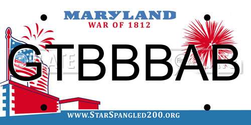 GTBBBAB Maryland License Plate