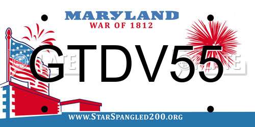 GTDV55 Maryland License Plate