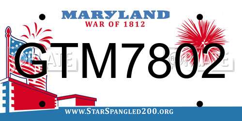 GTM7802 Maryland License Plate