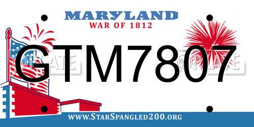 GTM7807 Maryland License Plate