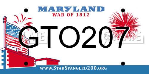 GTO207 Maryland License Plate