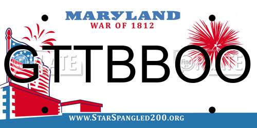 GTTBBOO Maryland License Plate