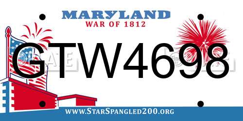 GTW4698 Maryland License Plate