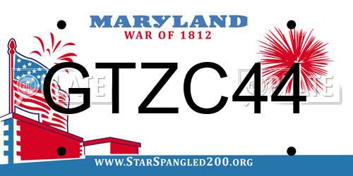 GTZC44 Maryland License Plate