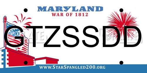 GTZSSDD Maryland License Plate