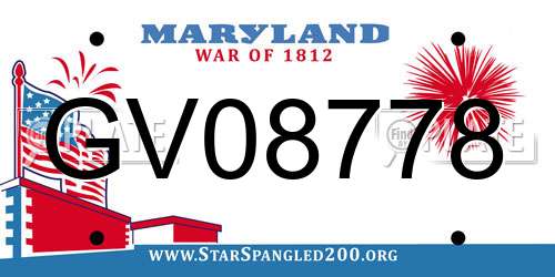 GV08778 Maryland License Plate