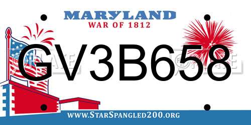 GV3B658 Maryland License Plate