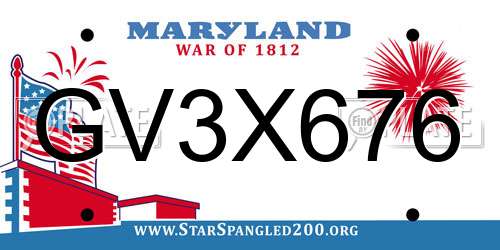 GV3X676 Maryland License Plate