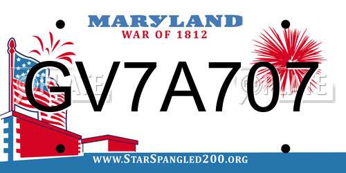 GV7A707 Maryland License Plate