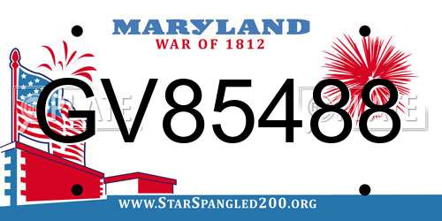 GV85488 Maryland License Plate