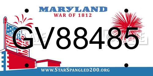 GV88485 Maryland License Plate