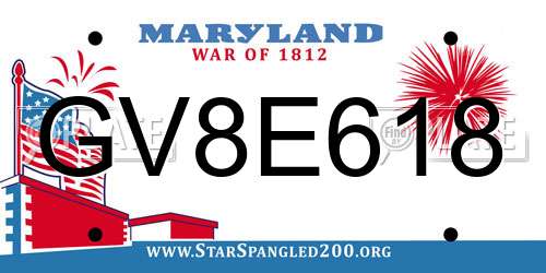 GV8E618 Maryland License Plate
