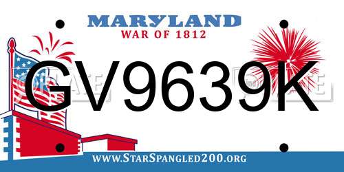 GV9639K Maryland License Plate
