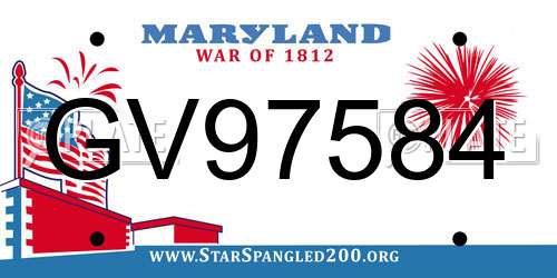 GV97584 Maryland License Plate