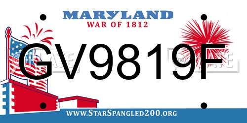 GV9819F Maryland License Plate