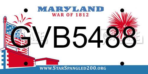 GVB5488 Maryland License Plate