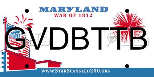 GVDBTTB Maryland License Plate