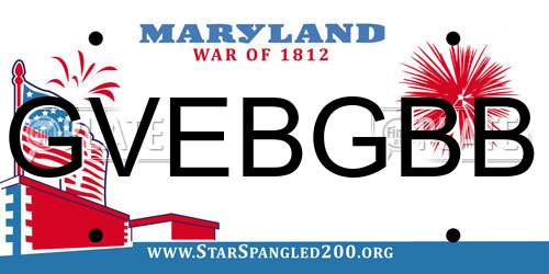 GVEBGBB Maryland License Plate