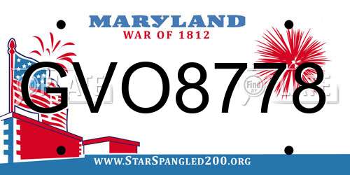 GVO8778 Maryland License Plate