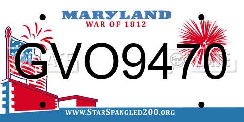 GVO9470 Maryland License Plate