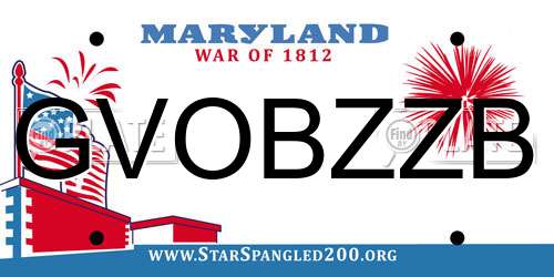 GVOBZZB Maryland License Plate