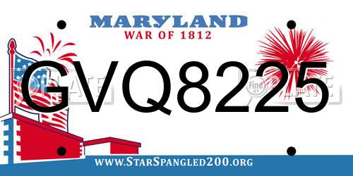 GVQ8225 Maryland License Plate