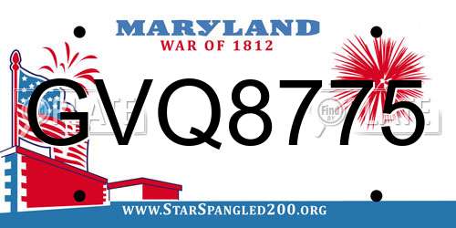 GVQ8775 Maryland License Plate