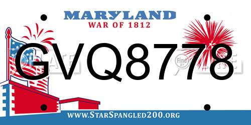 GVQ8778 Maryland License Plate