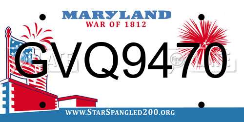 GVQ9470 Maryland License Plate