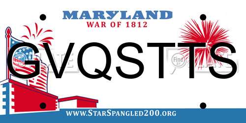 GVQSTTS Maryland License Plate