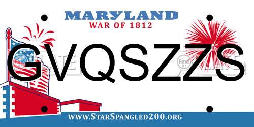 GVQSZZS Maryland License Plate