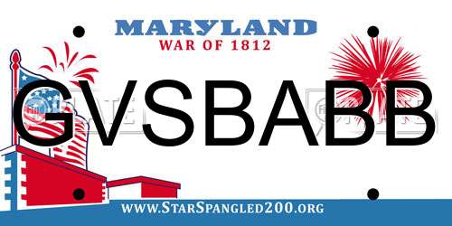 GVSBABB Maryland License Plate