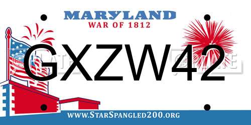 GXZW42 Maryland License Plate