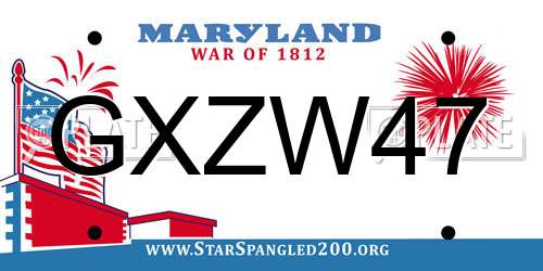GXZW47 Maryland License Plate