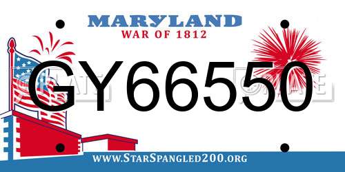GY66550 Maryland License Plate