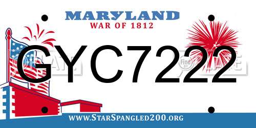 GYC7222 Maryland License Plate