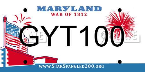 GYT100 Maryland License Plate