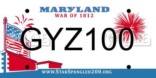 GYZ100 Maryland License Plate