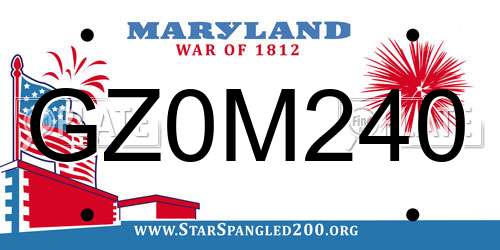 GZ0M240 Maryland License Plate