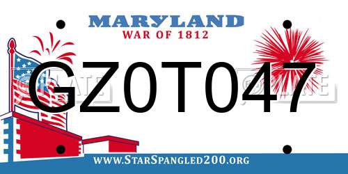 GZ0T047 Maryland License Plate