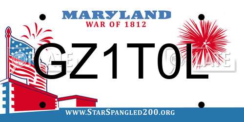 GZ1T0L Maryland License Plate