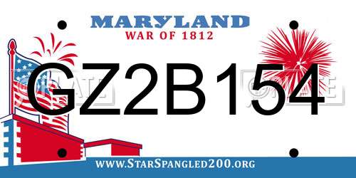 GZ2B154 Maryland License Plate