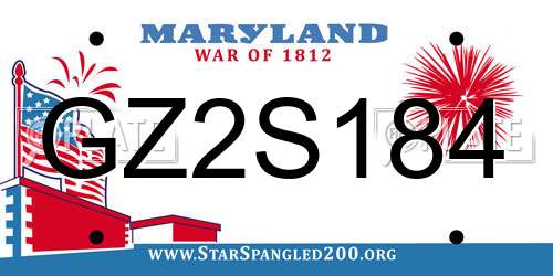 GZ2S184 Maryland License Plate