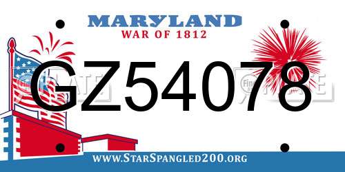 GZ54078 Maryland License Plate