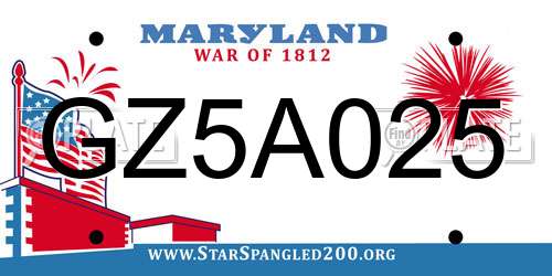 GZ5A025 Maryland License Plate