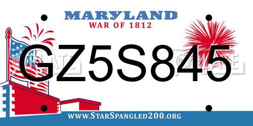 GZ5S845 Maryland License Plate