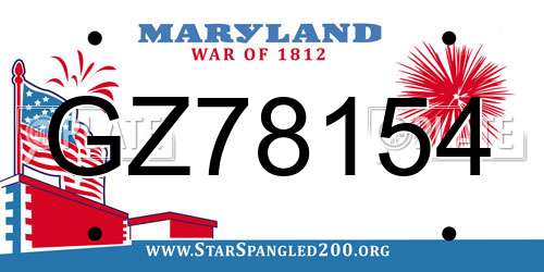 GZ78154 Maryland License Plate