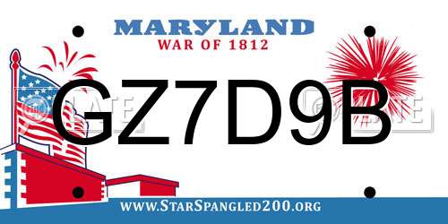 GZ7D9B Maryland License Plate