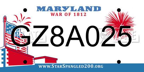 GZ8A025 Maryland License Plate